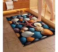 Tapis de Bain Diatomite Super Absorbant Antidérapant Merveilleux 3D Coloré coquille étoile de mer Fleurs Motifs Tapis Salle de Bain Tapis de Baignoire Tapis de Douche Doux Séchage Rapide 40x60 cm