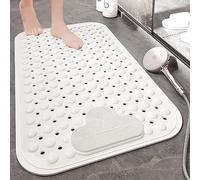 Tapis de bain doux en coton lavable pour douche et baignoire Tapis de sol antidérapant à séchage rapide 70 x 40 cm Blanc