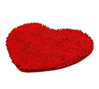 Tapis de bain doux en forme de cœur - Tapis de cuisine à poils longs - Antidérapant - Absorbant - Rouge - 50 x 60 cm