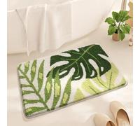 Tapis de bain doux en microfibre Motif feuille 3D Vert 76,2 x 43,2 cm