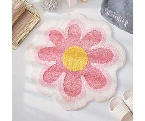 Tapis de Bain Doux et Antidérapant - Haute Hygroscopicité - Pour Salle de Bain, Cuisine, Salon, Toilettes - 60 x 60 cm (Rose)