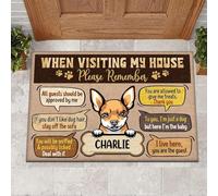 Tapis De Bain Doux Paillasson De Bienvenue Absorbant Tapis De Porte pour D'Entrée Salon Intérieur 40X60Cm Lors De Votre Visite chez Nous, N'Oubliez Pas De Mentionner Votre Chien Personnalisé
