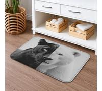 Tapis de bain élégant à imprimé animal sauvage noir, blanc, antidérapant, moderne et décoratif, en mousse à mémoire de forme, lavable, pour salle de bains, toilettes, toilettes, 40,6 x 61 cm