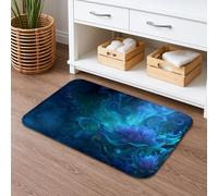 Tapis de bain élégant à séchage rapide, élégant motif nénuphar aquarelle, antidérapant, décoratif d'été en flanelle, lavable pour salle de bain et toilettes, 50,8 x 81,3 cm, bleu océan
