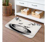 Tapis de bain élégant en forme de carpe noir et blanc, style encre japonaise, antidérapant, moderne, en mousse à mémoire de forme, lavable, 40,6 x 61 cm