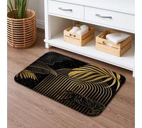 Tapis de bain élégant noir et doré, motif jungle moderne, absorbant, antidérapant, décoration toute l'année, en flanelle, 40,6 x 61 cm