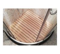 Tapis de Bain en Bois, Grand Tapis de Bain antidérapant en Bois Naturel - Plateforme de Douche à Lattes Robuste, égouttoir d'angle, Bois Clair, 90 x 90 cm, idéal pour Le Sol et la décoration