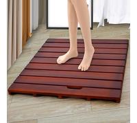 Tapis de Bain en Bois Rectangulaire Antidérapant,Tapis de Bain en Bambou Huile de Cire de Bois,Caillebotis de Douche Imperméable,Tapis de Douche de Balcon Salle de Bain Cuisine (30x30cm/12x12in)