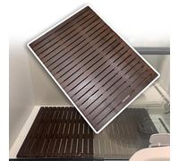 Tapis de bain en bois, tapis de bain de luxe en bois - Tapis de douche antidérapant à lattes for le sol de la salle de bain, égouttoir robuste(80 x 80 cm (31 1/2 x 31 1/2"))