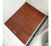 Tapis de Bain en Bois， Tapis de Bain en Bois avec poignée, Noyer Rouge, Plusieurs Tailles(120x30cm/47x12in)