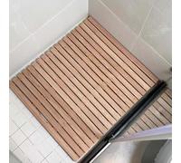 Tapis de Bain en Bois, Tapis de Sol de Salle de Bain de Luxe pour Cabine de Douche intérieure ou extérieure, Tapis de Douche en Bois à Plateforme en Ardoise pour Le Sol(70x90cm/28x35in)