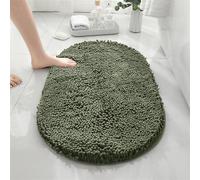 Tapis de bain en chenille antidérapant ovale absorbant l'eau, tapis de sol lavable et doux pour baignoire, vert olive, 5,8 x 8 m, confortable et durable