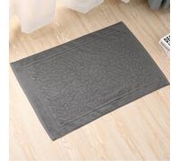 Tapis de bain en coton absorbant doux et pelucheux, lavable en machine avec double couture renforcée pour une longévité fiable (gris foncé)
