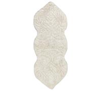 Tapis de Bain en Coton Forme Irrégulière à Motifs Décoratifs 150 x 60 cm Beige