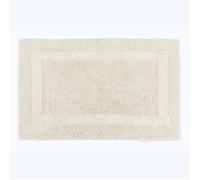 Tapis de bain en coton - HOMESCAPES - 50 x 80 cm - Réversible tufté/bouclé - Crème