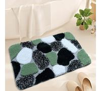 Tapis de bain en coton pelucheux avec revers antidérapant amélioré, conçu pour le confort et la sécurité, matériau en microfibre adapté aux zones très fréquentées (vert)