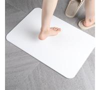 Tapis de bain en diatomite à absorption rapide, 40 x 30 cm, tapis de sol hygiénique antidérapant, pour salle de bain, cuisine, piscine, blanc violet (blanc)