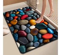 Tapis de bain en diatomite profilé 3D pour douche, baignoire ou salle de bain, absorbe l'eau efficacement et offre une stabilité antidérapante (80 x 120 cm 6)