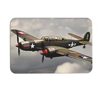 Tapis de bain en forme d'avion de la Seconde Guerre mondiale - Absorbe l'humidité et la saleté - Avec dos en caoutchouc antidérapant - Pour salle de bain, baignoire, douche, évier
