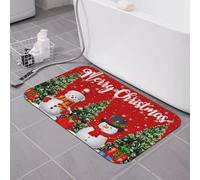 Tapis de bain en forme de bonhomme de neige d'hiver, arbre de Noël rouge, terre de diatomées, tapis de douche super absorbant, séchage rapide, antidérapant, profil bas, tapis de sol pour baignoire,