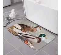 Tapis de bain en forme de canard colvert, terre de diatomées, super absorbant, séchage rapide, antidérapant, profil bas, tapis de sol pour baignoire, tapis de salle de bain pour douche et évier 40,6