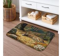 Tapis de bain en forme de cerf de forêt d'automne - Tapis de douche absorbant et antidérapant - En mousse à mémoire de forme - Lavable - 40,6 x 61 cm