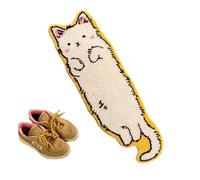 Tapis de bain en forme de chat 120 cm | Tapis de bain doux en polyester design chat double couche antidérapant lavable en machine forte absorption pour couloir décoration