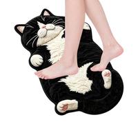 Tapis de bain en forme de chat, antidérapant, lavable en machine | Tapis pour chat qui dort pour intérieur, salon, chambre, salle de bain, côté lit, canapé, entrée, cuisine, chat