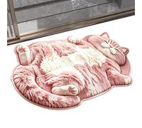 Tapis de bain en forme de chat Tapis de zone pour chambre en faux cachemire | Paillasson En Forme Animale Habitants locataires bureau dortoir appartement salon chambre bureau cuisine bua C