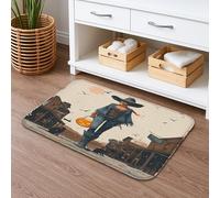 Tapis de bain en forme de citrouille de cowboy occidental, rustique, vintage, sauvage, antidérapant, en flanelle, lavable, décoration de salle de bain, 50,8 x 81,3 cm
