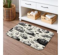 Tapis de bain en forme de citrouille d'Halloween à séchage rapide, vintage, noir et blanc, antidérapant, lavable en mousse à mémoire de forme, pour décoration de salle de bain, 50,8 x 81,3 cm