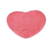 Tapis de bain en forme de cœur doux pour la cuisine, la porte et les pieds antidérapants et absorbants pour la salle de bain, la douche, le tapis shaggy rose rouge 70 x 80 cm