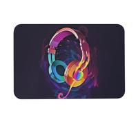 Tapis de bain en forme de diatomée musicale dégradé de couleur qui absorbe l'humidité et la saleté, paillasson avec dos en caoutchouc antidérapant, tapis de sol adapté sous la porte, pour salle de