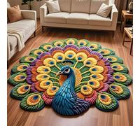 Tapis de Bain en Forme de Paon, Tapis À Illusion D'optique, Beau et Élégant, Absorbant et À Séchage Rapide, Idéal pour La Chambre, Le Salon(Purple,XX-Large)