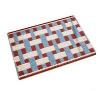 Tapis de bain en microfibre douce à haute absorption et envers antidérapant en TPR pour la sécurité et le confort du sol de la salle de bain (bleu rouge)