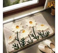 Tapis de bain en microfibre doux à motif floral avec envers antidérapant en TPR, super absorbant et lavable en machine - Pour baignoire ou cuisine, motif rectangulaire coloré, 0,4 x 0,6 m (A)