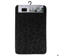 TENDANCE - Tapis memoire de Forme Microfibre Galet 50x80cm - Noir