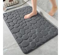 Tapis de bain, en mousse à mémoire de forme, absorbant, antidérapant, séchage rapide, marbre corail gaufré, tapis de porte pour la maison (gris foncé)