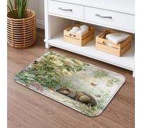 Tapis de bain en mousse à mémoire de forme inspiré de la nature florale - Motif jardin botanique vibrant - Thème printemps - Lavable - 50,8 x 81,3 cm