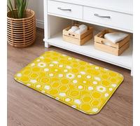 Tapis de bain en nid d'abeille à séchage rapide, moderne, motif géométrique jaune, absorbant, antidérapant, décoration d'été, flanelle lavable, 50,8 x 81,3 cm