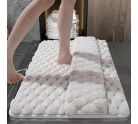 Tapis de bain en peluche à séchage rapide - Lavable et absorbant l'eau - Tapis de bain gris pour sous la porte - Envers antidérapant pour salle de bain/douche/lavabo (beige)