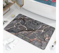 Tapis de Bain en Pierre de Diatomite Antidérapant Anti-Moisissure - Sèche Rapide, Douche Extérieure, Marbre Or, Caoutchouc Très Absorbant