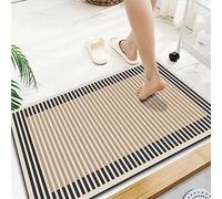 Tapis de Bain en Pierre de diatomite antidérapant et Anti-moisissure à séchage Rapide Tapis de Salle de Bain en Damier Noir et Blanc Tapis de Sol Absorbant en Pierre de diatomée