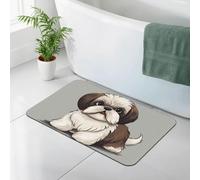 Tapis de bain en pierre pour salle de bain - Tapis de bain en terre de diatomée super absorbant - Tapis de sol Shih Tzu - Séchage rapide - Tapis de douche en diatomite pour baignoire - 40 x 60 cm