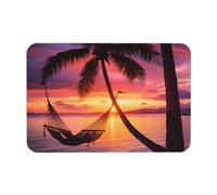 Tapis de bain en silicone antidérapant pour cuisine et salle de bain, facile à nettoyer, motif noix de coco et coucher de soleil, 40 x 60 cm