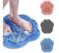 Tapis de bain en silicone, brosse pour les pieds, masseur de pieds, lave-pieds et dos mural, tapis de massage de bain avec ventouse antidérapante pour soins des pieds, relaxation gris. 2 pièces