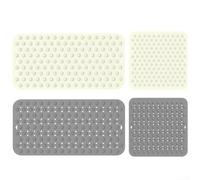 Tapis de bain en silicone conçu avec des caractéristiques antidérapantes, des trous de drainage et des ventouses pour plus de sécurité et d'hygiène (B)