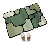 Tapis de bain en terre de diatomée naturelle avec propriétés absorbantes, antidérapant et à séchage rapide, avec motif puzzle élégant (50 x 80 cm, vert)