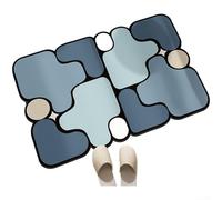 Tapis de bain en terre de diatomée naturelle avec propriétés absorbantes, antidérapant et à séchage rapide, avec motif puzzle élégant (50 x 80 émeraude)