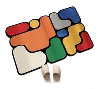 Tapis de bain en terre de diatomée naturelle avec propriétés absorbantes, antidérapant et à séchage rapide, avec motif puzzle élégant (50 x 80 cm)